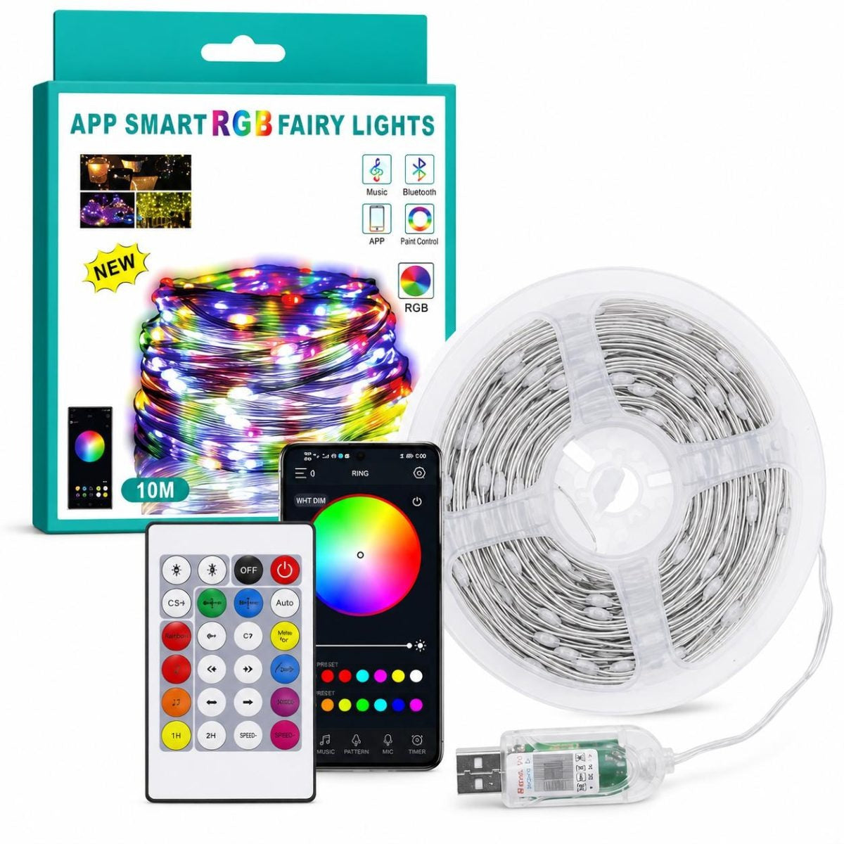 Tira led luces con control app 10 metros